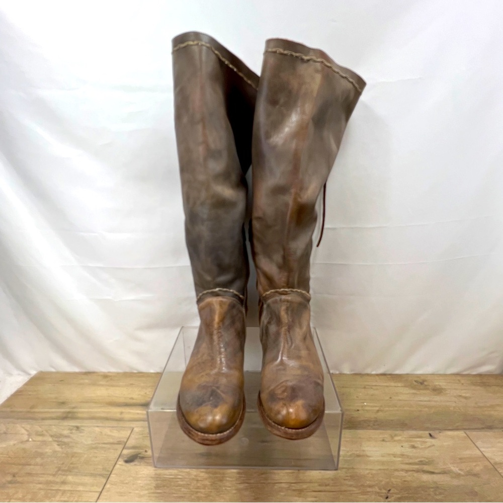 Bed Stu Cobbler Series Manchester Womens Brown Distressed Zip Tall Boots Shoes